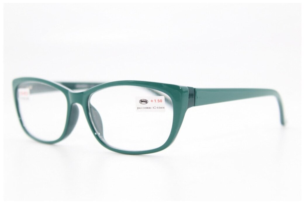 Готовые очки для зрения со стеклянными линзами, дужки-флекс (зеленые)