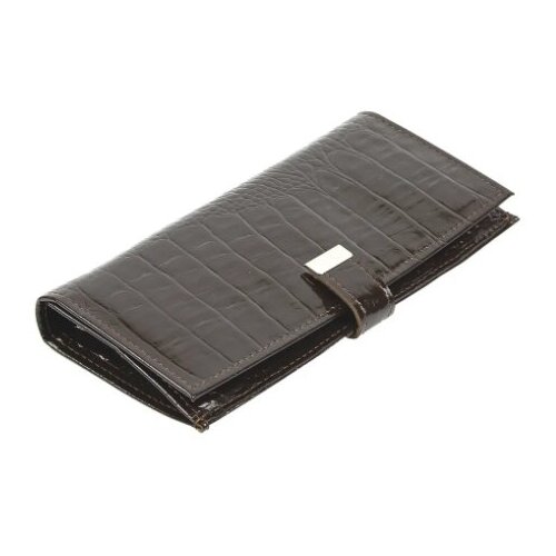 фото Кошелек женский из натуральной кожи, маленький бумажник для денег, портмоне на каждый день коричневый 01-пр414-62 кроко