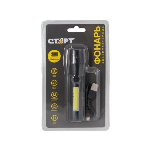 фото Фонарик ручной светодиодный аккумуляторный старт lhe 517 тактический карманный