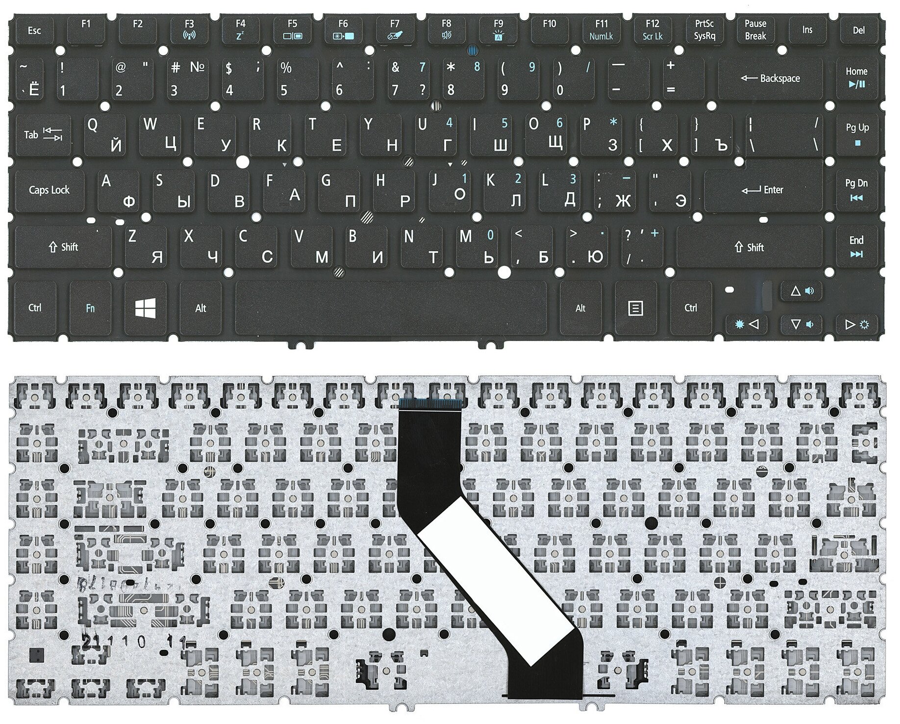 Клавиатура для ноутбука Acer Aspire V5-471 V5-431 черная с подсветкой без рамки