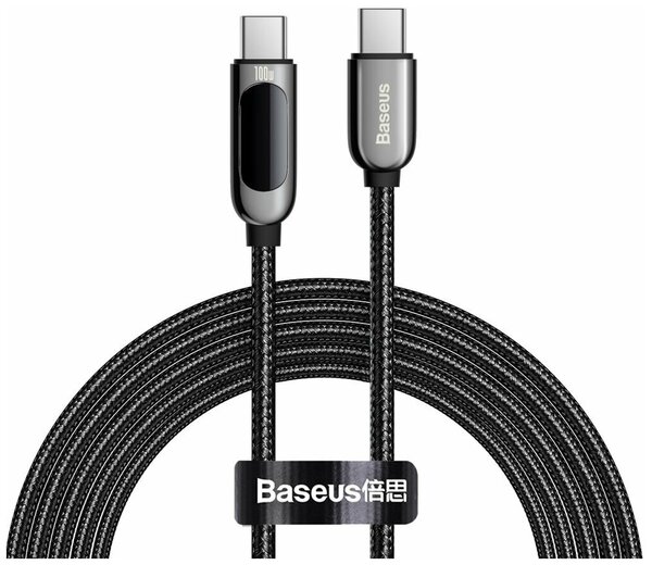 Кабель USB-C BASEUS Display Fast Charging Type-C - Type-C, test, 100W, 2 м, черный