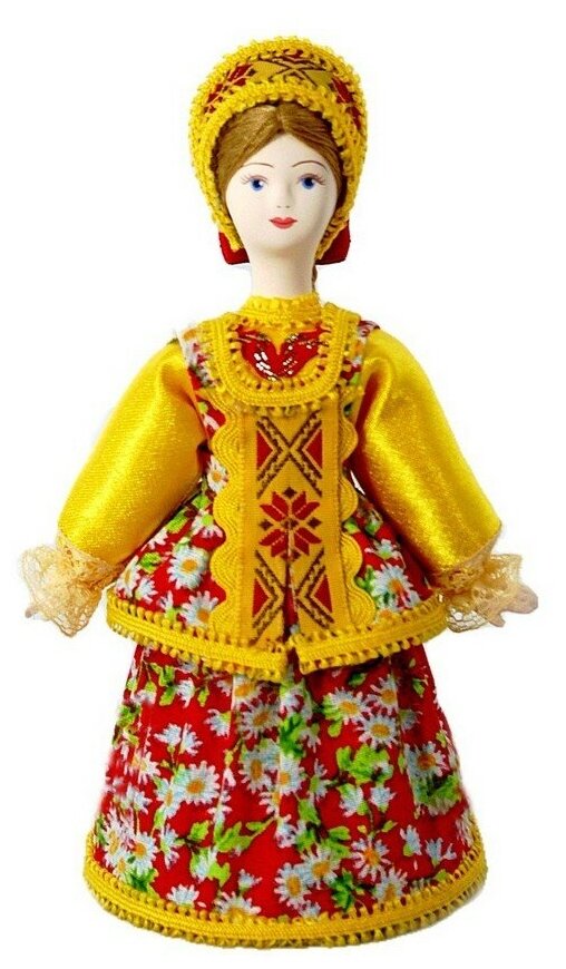 Кукла коллекционная Потешного промысла в девичьем праздничном костюме.