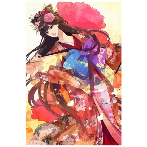 Картина по номерам на холсте Девушка гейша (красочная, яркая, Азия, Япония) - 8305 В 60x40 картина по номерам на холсте гейша 11251 в 60x40