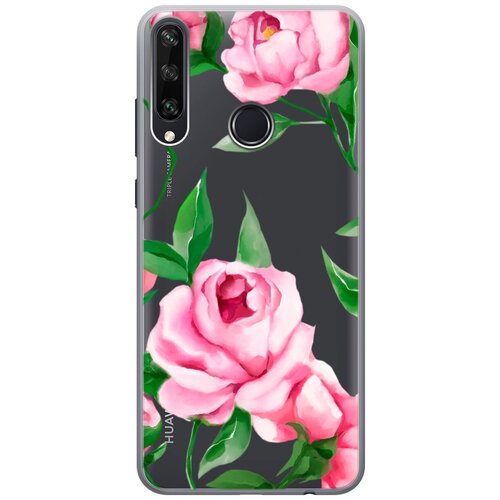 Силиконовый чехол на Huawei Y6P, Хуавей У6Р с 3D принтом Amazing Peonies прозрачный чехол gosso 191673w для huawei