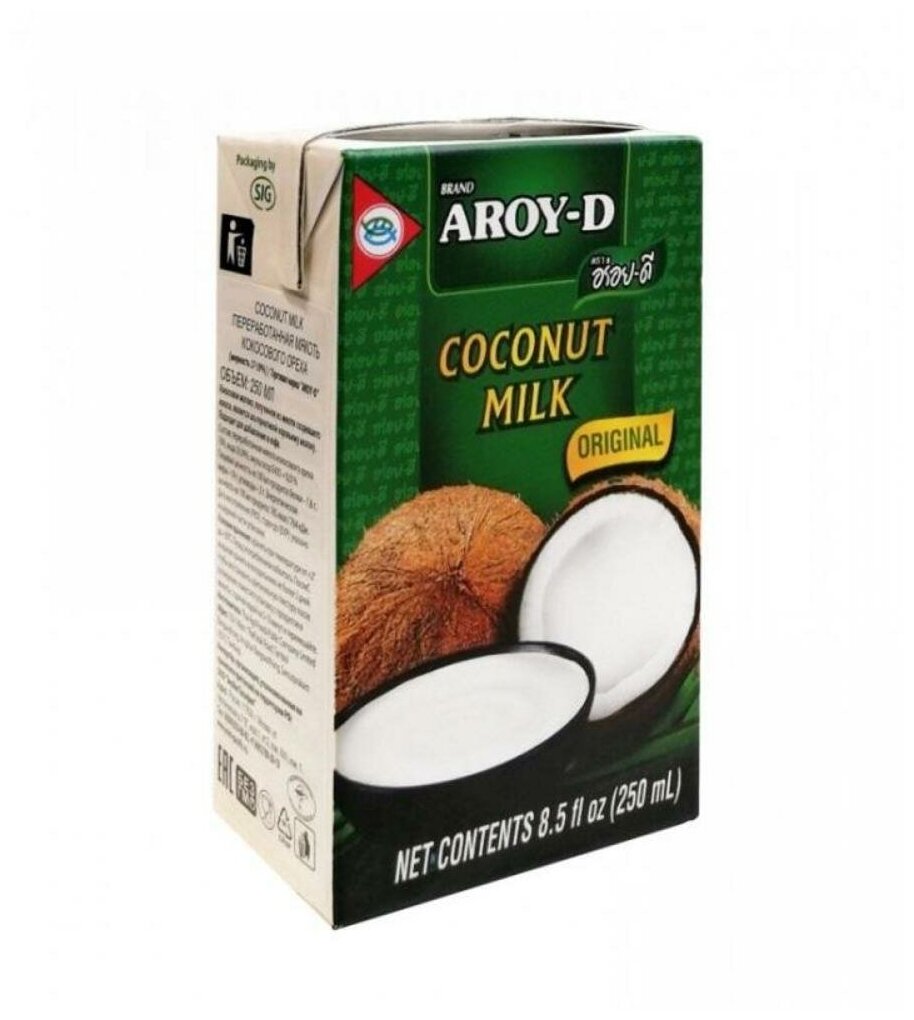Кокосовое молоко AROY-D 250мл*36шт растительные жиры 17-19% тетрапак - фотография № 2
