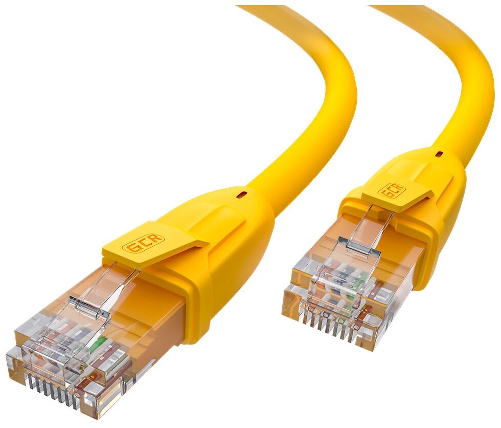 GCR Патч-корд прямой 3.0m UTP кат.6, желтый, 24 AWG, литой, ethernet high speed, RJ45, T568B