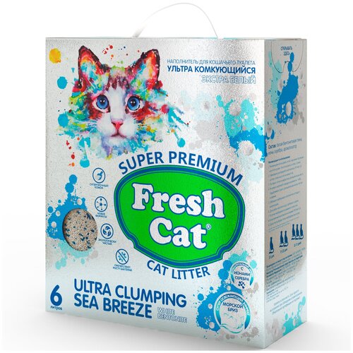 FRESH CAT комкующийся бентонитовый наполнитель с ароматом Морской бриз 5.16кг/6л