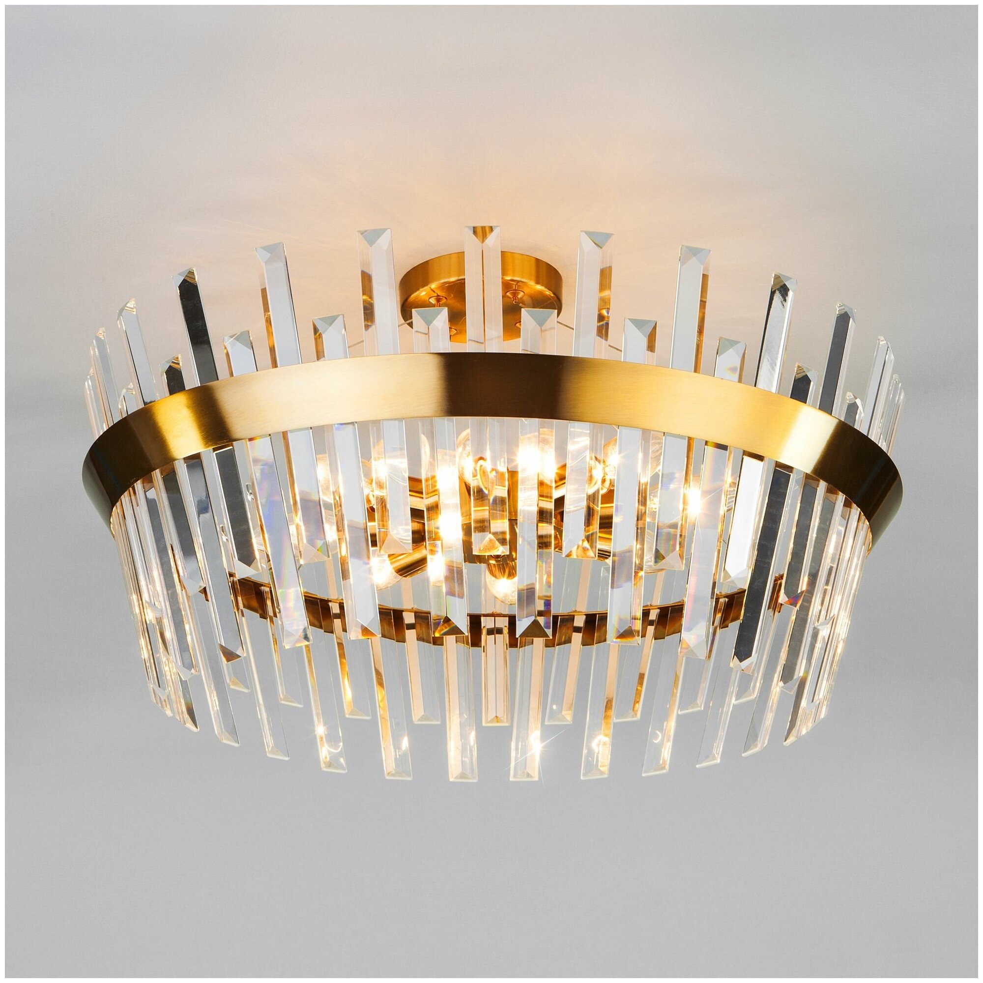 Люстра / Потолочный светильник с хрусталем Eurosvet Steccato 10111/8 золотая бронза / прозрачный хрусталь Strotskis IP20