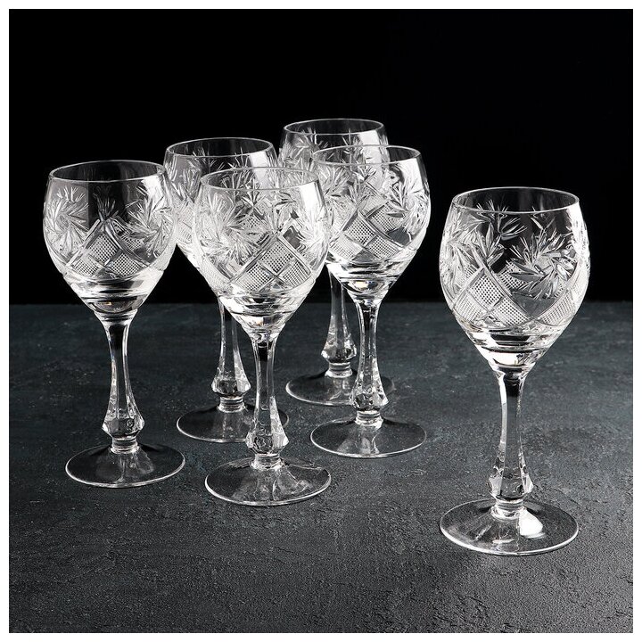 фото Набор бокалов хрустальных для вина «Мельница», 250 мл, 6 шт