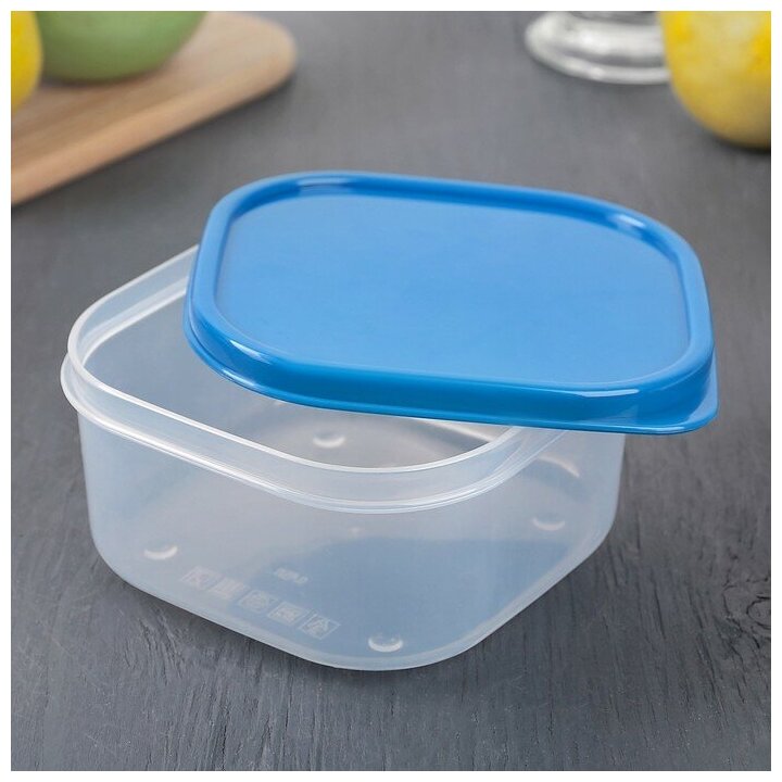 Набор пищевых контейнеров 2шт 0,45; 0,7л квадрат, цвет синий - фотография № 3