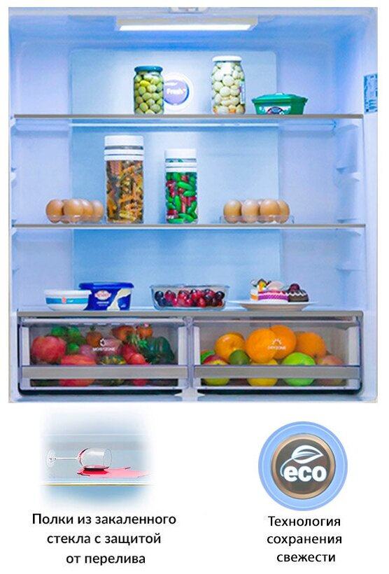 Холодильник HIBERG RFQ 490DX NFB INVERTER, Cross Door, 4 двери, отдельностоящий, Total No Frost, инвертор, 490 л объем, цвет графитовый - фотография № 12