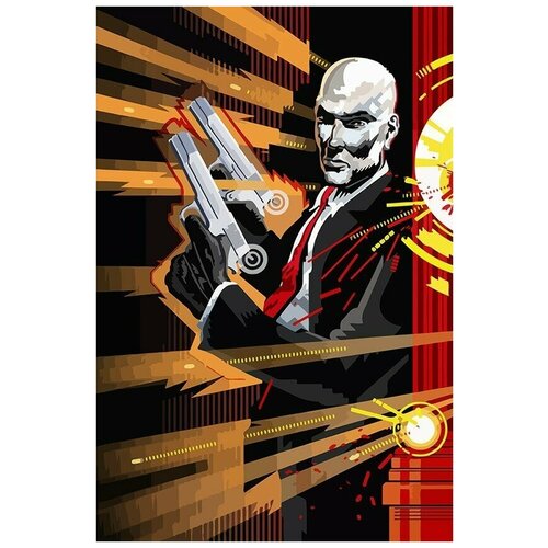 Картина по номерам на холсте игра Hitman (Агент 47) - 8620 В 60x40