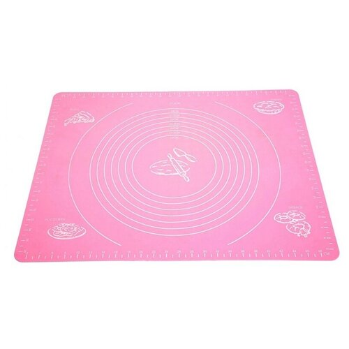 Коврик силиконовый для раскатки теста кухонный 50х70 розовый