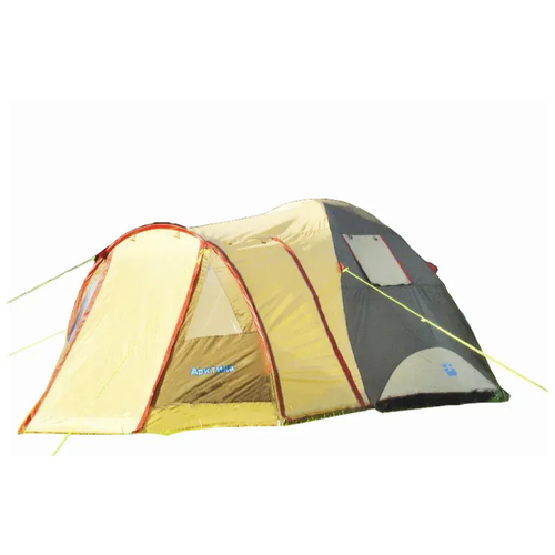 Палатка кемпинговая четырехместная LANYU LY-278 бежевый/ зеленый/ Палатка / Для туризма / Двухслойная / С тамбуром