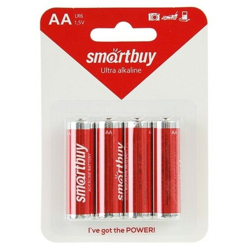 Батарейка алкалиновая SmartBuy LR06, тип АА (блистер 4шт)(12/120) батарейка аа алкалиновая 4шт фотон маша и медведь наклейка