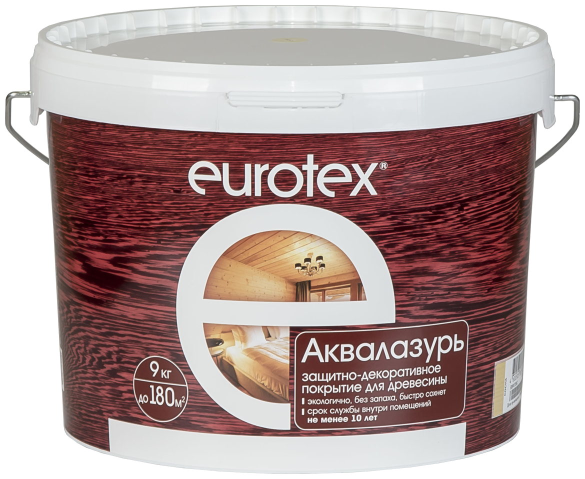 Защитно-декоративное покрытие EUROTEX аквалазурь (сосна / 9кг)