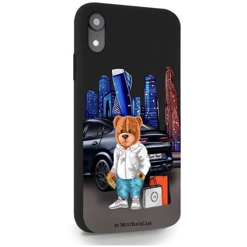 Черный силиконовый чехол MustHaveCase для iPhone XR Tony Moscow city/ Тони Москва Сити для Айфон 10R