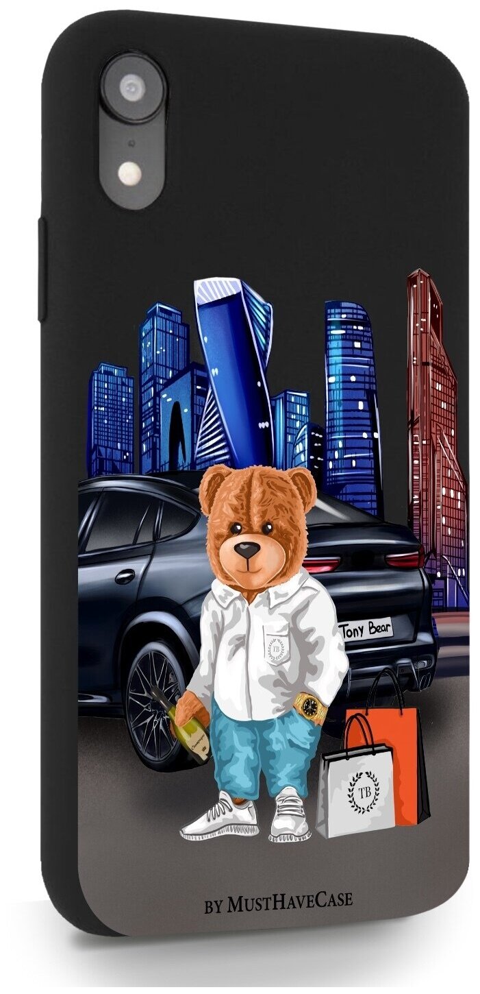 Черный силиконовый чехол MustHaveCase для iPhone XR Tony Moscow city/ Тони Москва Сити для Айфон 10R