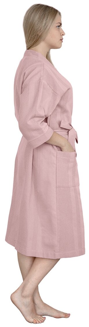 Халат Verossa, длинный рукав, карманы, размер L, розовый - фотография № 2