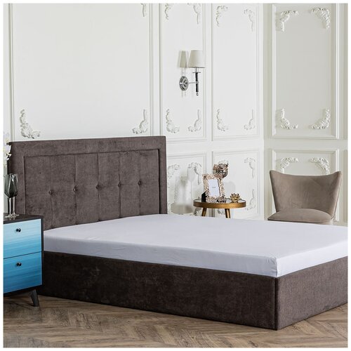 Кровать двуспальная с подъемным механизмом и ящиком для белья 160х200 бежевый графит Марта