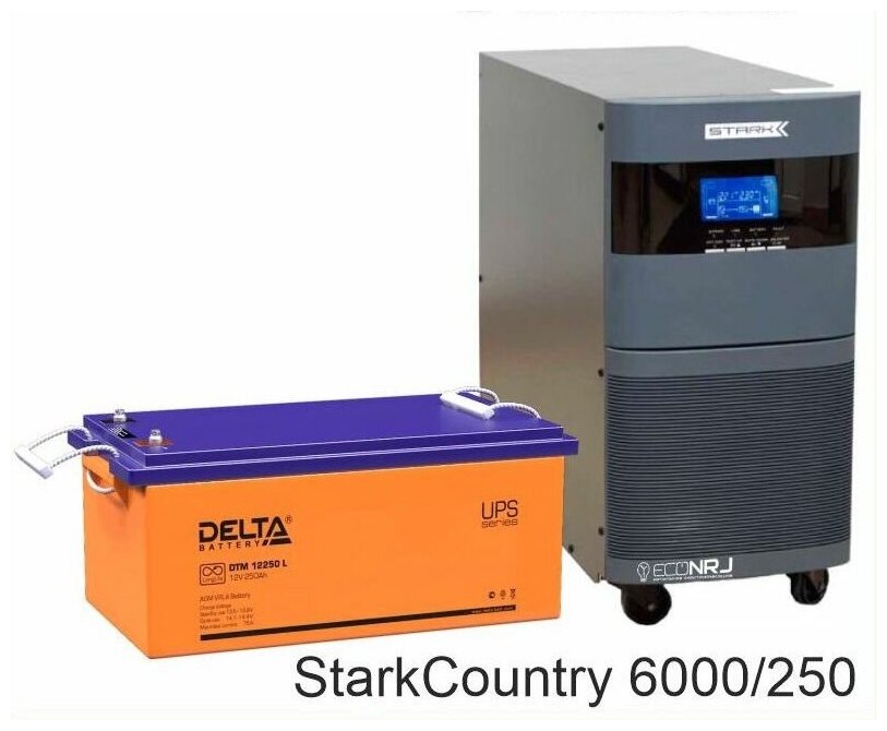 Инвертор (ИБП) Stark Country 6000 Online, 12А + АКБ Delta DTM 12250 L