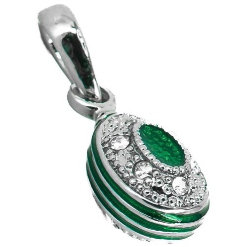 фото Подвеска "св" в стиле фаберже, узор "овал" 1,6 см зеленая / серебристая