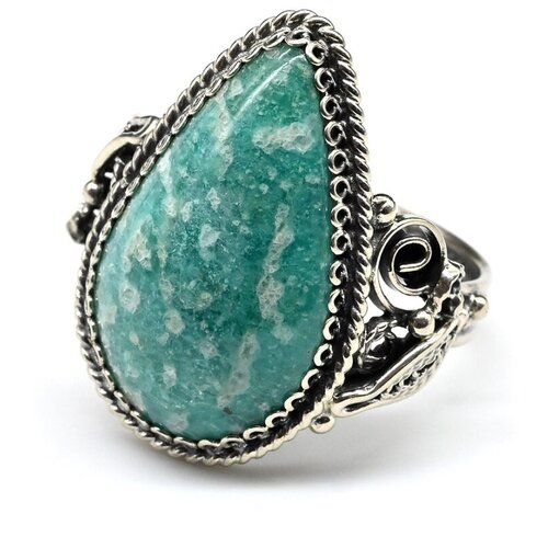 Кольцо Радуга Камня, амазонит, размер 19, голубой кольцо радуга камня амазонит размер 19 белый зеленый