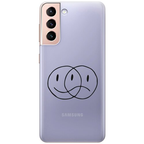 Силиконовый чехол с принтом Two Faces для Samsung Galaxy S21 / Самсунг С21 матовый чехол two faces w для samsung galaxy s21 самсунг с21 с 3d эффектом черный
