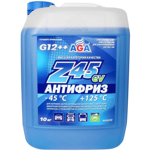 Антифриз AGA Z45, готовый к применению, синий, -45С, 10 кг, G-12++ AGA307Z