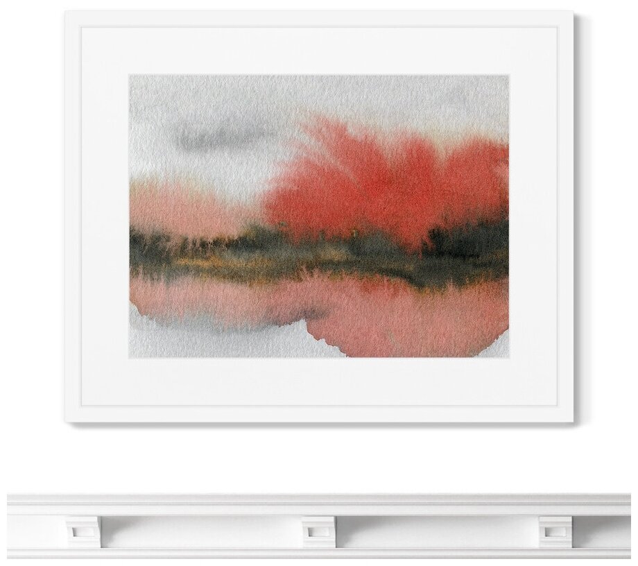 Репродукция картины в раме Autumn colors in the reflection of the lake, 2021г. Размер картины: 42х52см