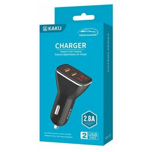 Автомобильное зарядное устройство KAKU Fast charging 20W с дисплеем