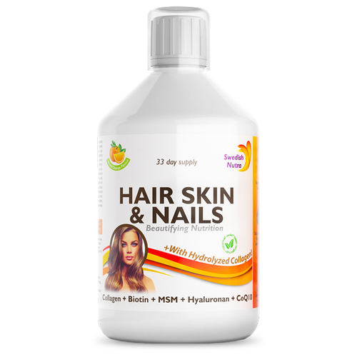 Комплекс витаминов для кожи, волос и ногтей Hair Skin & Nails SWEDISH NUTRA, 500 мл, 33 порции