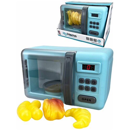 Кухня детская, игрушечная бытовая техника, микроволновая печь с набором продуктов, с электронным дисплеем, размер микроволновой печи - 24 х 15,5 х 14 см.