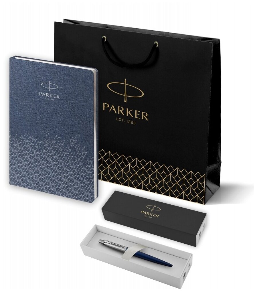 Подарочный набор: Шариковая ручка Parker Jotter Essential, Royal Blue CT и Ежедневник недатированный, синий