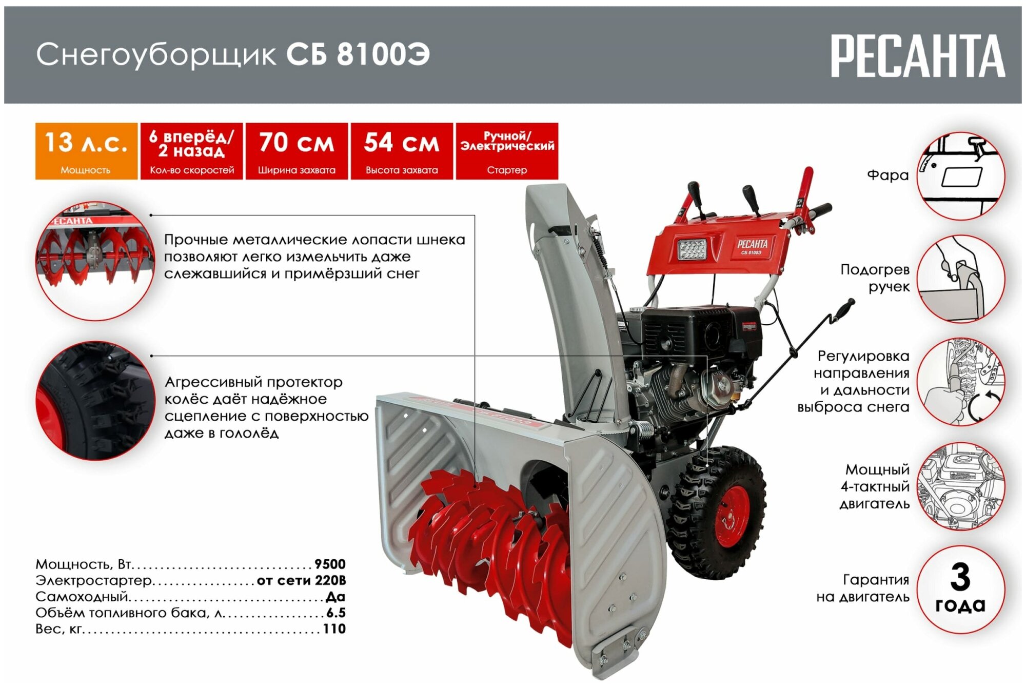 Снегоуборщик Ресанта - фото №11