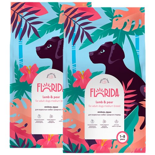 FLORIDA для взрослых собак средних пород с ягненком и грушей (3 + 3 кг)