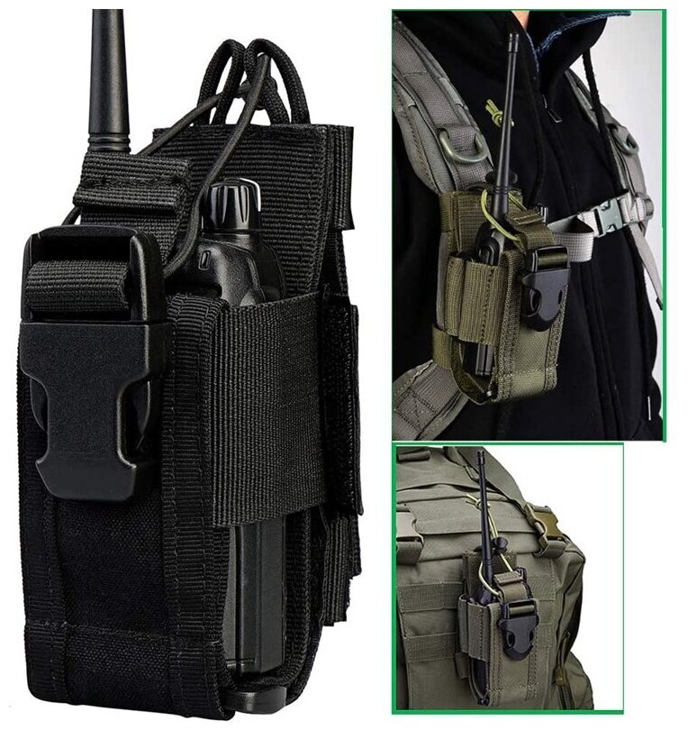 Тактическая сумка чехол для рации Baofeng Retevis Kenwood TYT Abbree, универсальный подсумок для радиостанции на лямку, ремень, рюкзак, черный