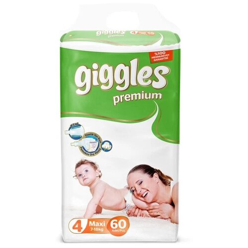 Giggles подгузники Premium 4 (7-18 кг), 60 шт., 4 уп., белый