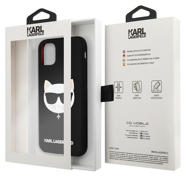 Чехол Karl Lagerfeld силиконовый для iPhone 11, Liquid silicone Choupette черный