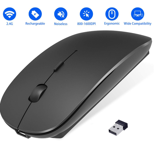 Беспроводная мышь для компьютера ноутбука пк и макбука Ультратонкая бесшумная мышка 1600 DPI Wireless 24 G 63100₽