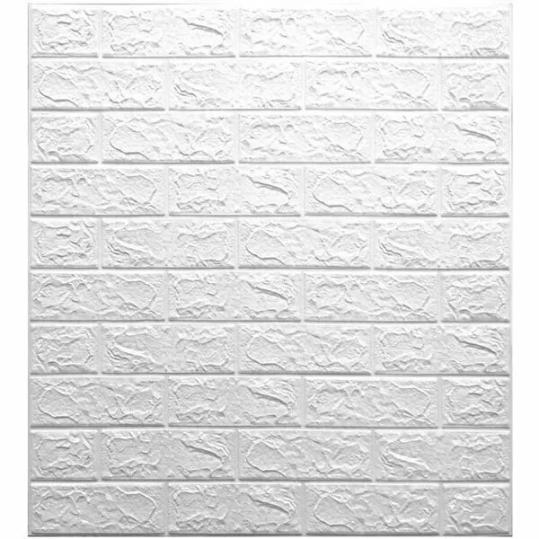 Самоклеющиеся панели для стен 3Д 77*70 см, Кирпич Белый 10 шт. - фотография № 1