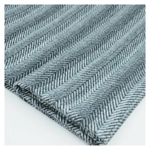 Ткань для рукоделия и шитья/ Трикотаж в крупную елочку темно-зеленый/Стретч/ Пальтовая на отрез 4*1,5 м