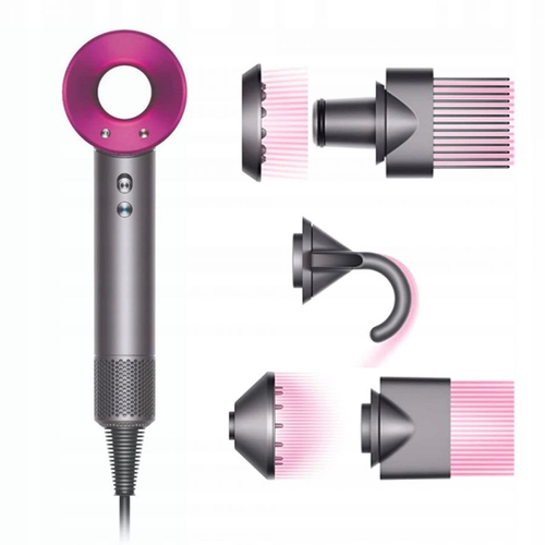 Профессиональный фен для волос HD08 Premium Quality с 5-ю насадками из Малайзии Цвет Фуксия 665000₽