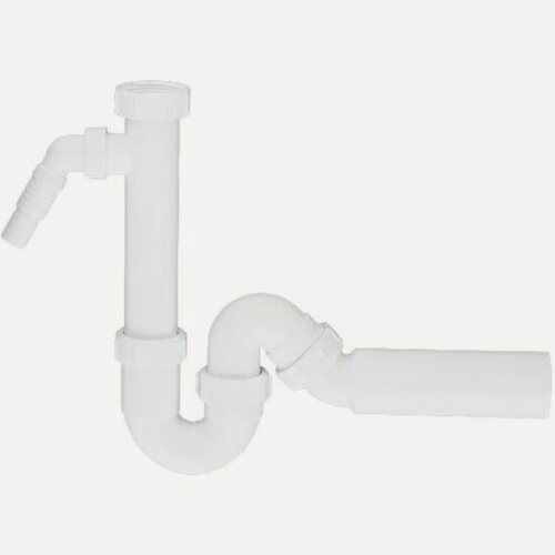 Изображение товара Сифон трубный Mcalpine MRSK4A, S-образный 1 1/2" х 40 мм без вып. с адапт. для слива быт. тех, выход 40/50 мм