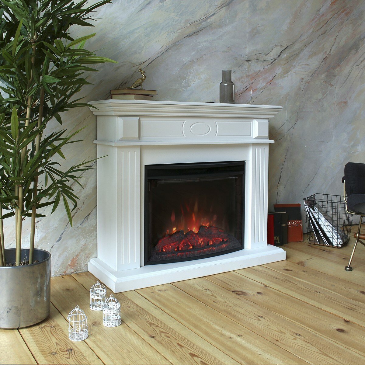 Электрокамин RealFlame Leda WT c очагом Evrika 25.5, обогрев, пульт ду