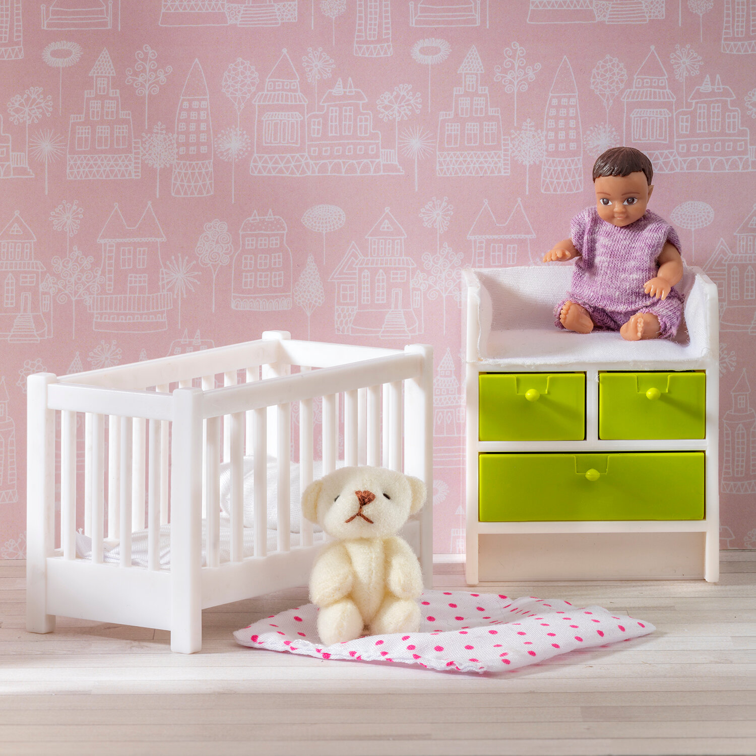 Мебель для кукольного домика Lundby "Кровать с пеленальным комодом" LB_60209900