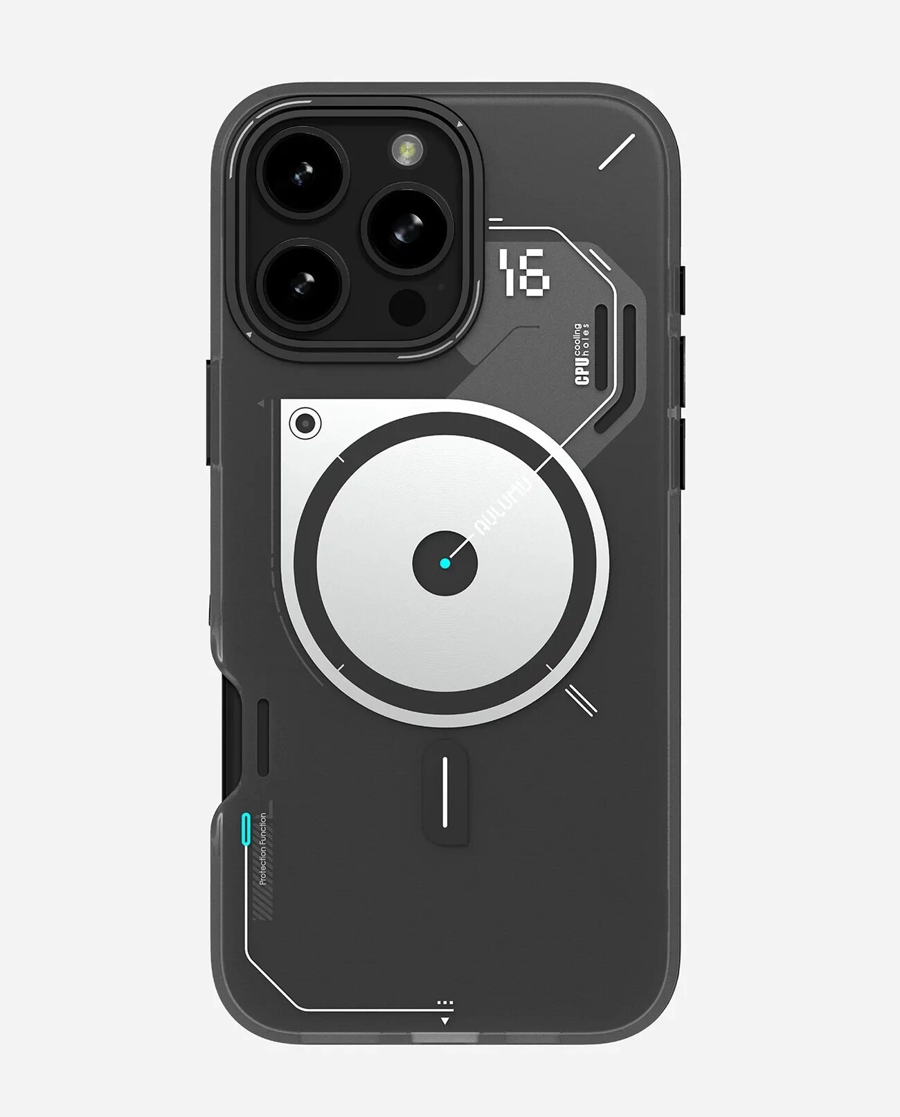 Чехол на Айфон 16 Про, Aulumu A16, TPU IMD, магнитный MagSafe, серый, матовый, полупрозрачный
