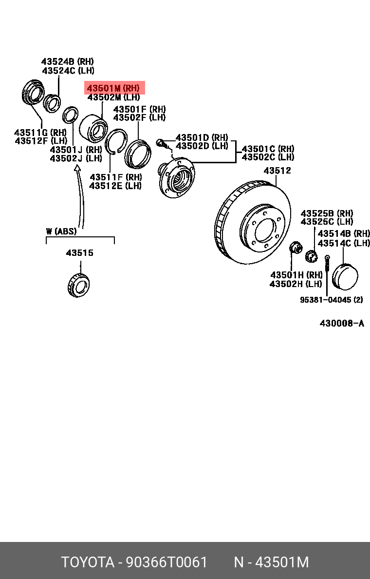 Подшипник перед Toyota 90366-T0061