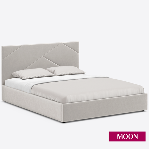 Кровать двуспальная с подъемным механизмом MOON FAMILY 1257 размер 140х200 см велюр светло-серый Ортопедическое основание в комплекте 34430₽