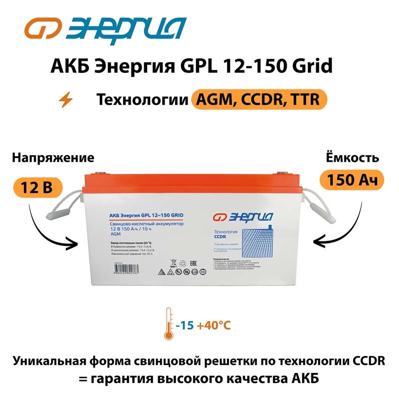 АКБ Энергия GPL 12-150 Grid